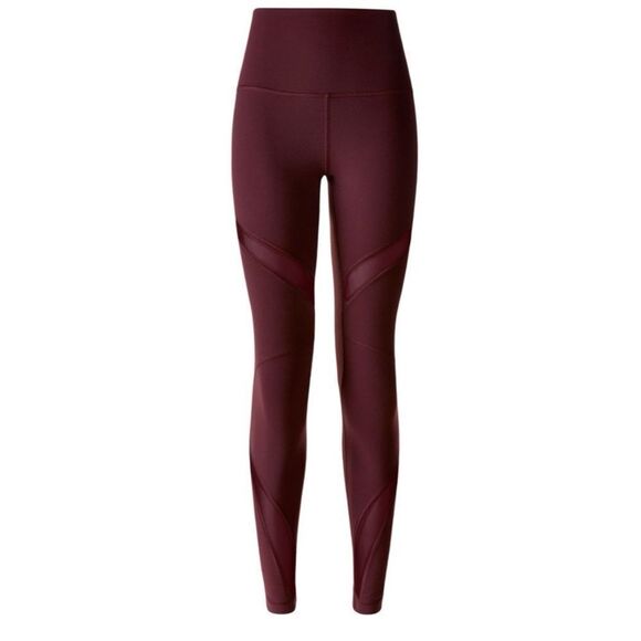 LULULEMON High Times Mesh Capri Leggings Burgundy Women’s Size 6 - Picture 1 of 7